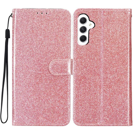 For Samsung Galaxy A26 5G Wallet Case Glitter Anti-Scratch Leather Phone Cover Stand - Rose Gold
