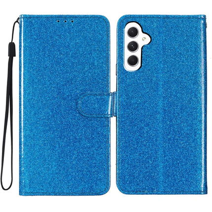 For Samsung Galaxy A56 5G Wallet Case Glitter Anti-Scratch Leather Phone Cover Stand - Blue