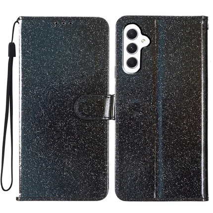 For Samsung Galaxy A56 5G Wallet Case Glitter Anti-Scratch Leather Phone Cover Stand - Black
