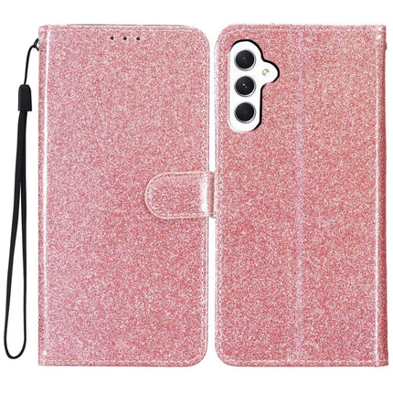 For Samsung Galaxy A56 5G Wallet Case Glitter Anti-Scratch Leather Phone Cover Stand - Rose Gold