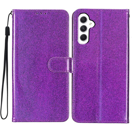 For Samsung Galaxy A56 5G Wallet Case Glitter Anti-Scratch Leather Phone Cover Stand - Purple