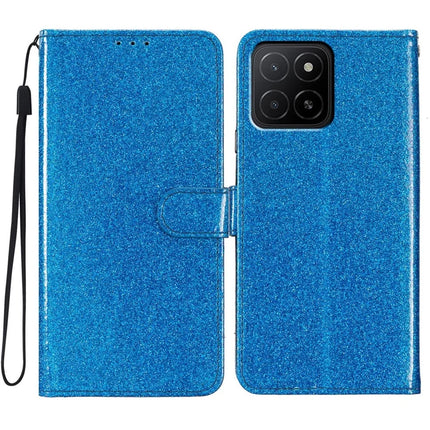 For Honor X5b Plus  /  X5b Wallet Case Glitter Anti-Scratch Leather Phone Cover Stand - Blue