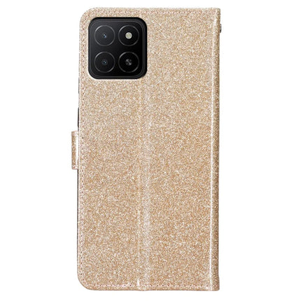 For Honor X5b Plus  /  X5b Wallet Case Glitter Anti-Scratch Leather Phone Cover Stand