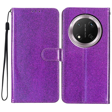 For Honor Magic7 Lite 5G / X9c 5G / X60 Pro 5G Wallet Case Glitter Anti-Scratch Leather Phone Cover Stand - Purple