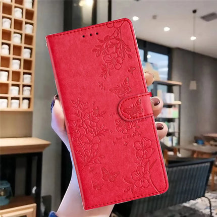 For Samsung Galaxy A56 5G Wallet Phone Case Butterfly Floral Imprint Leather Flip Cover