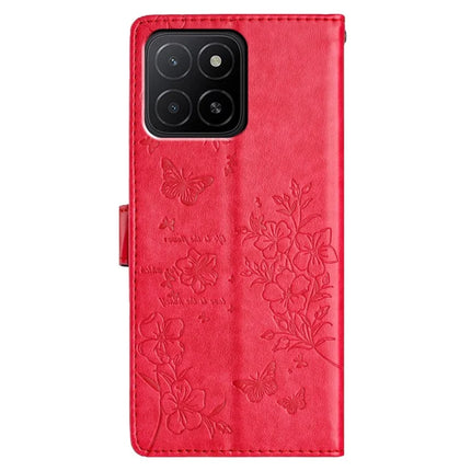 For Honor X5b Plus  /  X5b Wallet Phone Case Butterfly Floral Imprint Leather Flip Cover