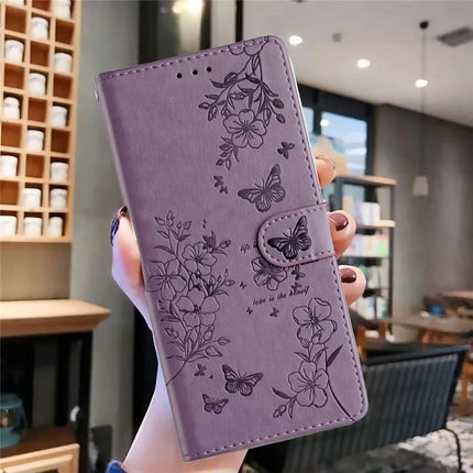 For Honor X5b Plus  /  X5b Wallet Phone Case Butterfly Floral Imprint Leather Flip Cover
