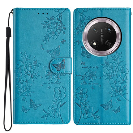 For Honor Magic7 Lite 5G / X9c 5G / X60 Pro 5G Wallet Phone Case Butterfly Floral Imprint Leather Flip Cover - Blue