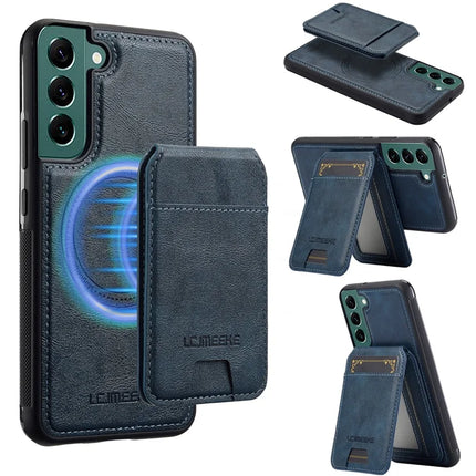 LC.IMEEKE L3 For Samsung Galaxy S21 FE 5G Magnetic Case Detachable Card Holder Leather TPU Mobile Cover - Blue