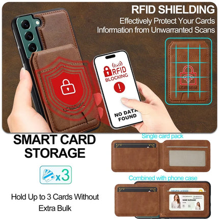LC.IMEEKE L3 For Samsung Galaxy S21 FE 5G Magnetic Case Detachable Card Holder Leather TPU Mobile Cover