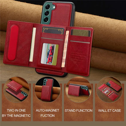 LC.IMEEKE L5 For Samsung	Galaxy S21 FE 5G Magnetic Phone Case Leather Back Cover with Detachable Card Holder