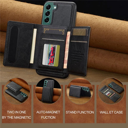 LC.IMEEKE L5 For Samsung	Galaxy S21 FE 5G Magnetic Phone Case Leather Back Cover with Detachable Card Holder