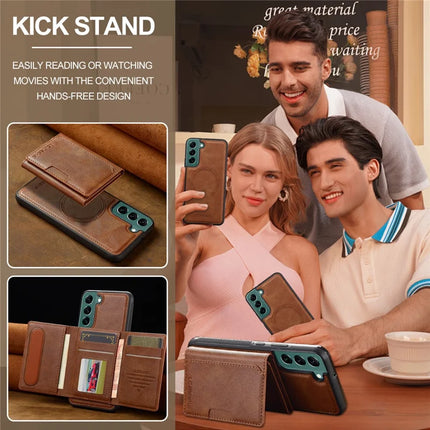 LC.IMEEKE L5 For Samsung	Galaxy S21 FE 5G Magnetic Phone Case Leather Back Cover with Detachable Card Holder