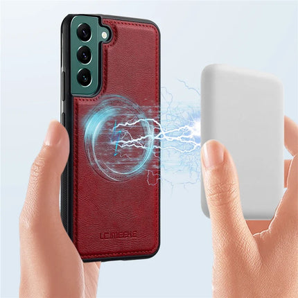 LC.IMEEKE For Samsung Galaxy S21 FE 5G Magnetic Case Compatible with MagSafe Leather TPU Back Cover