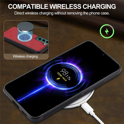 LC.IMEEKE For Samsung Galaxy S21 FE 5G Magnetic Case Compatible with MagSafe Leather TPU Back Cover