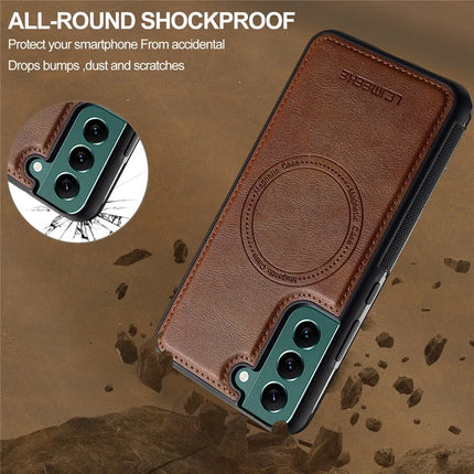 LC.IMEEKE For Samsung Galaxy S21 FE 5G Magnetic Case Compatible with MagSafe Leather TPU Back Cover