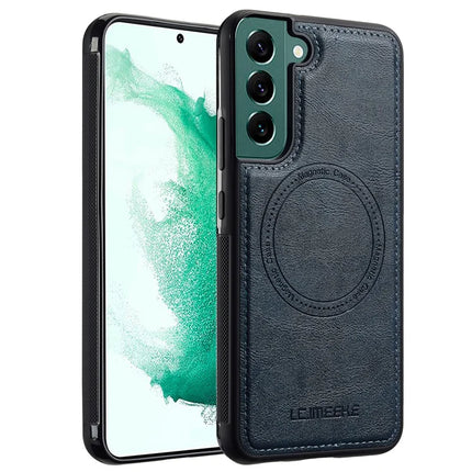 LC.IMEEKE For Samsung Galaxy S21 FE 5G Magnetic Case Compatible with MagSafe Leather TPU Back Cover - Blue