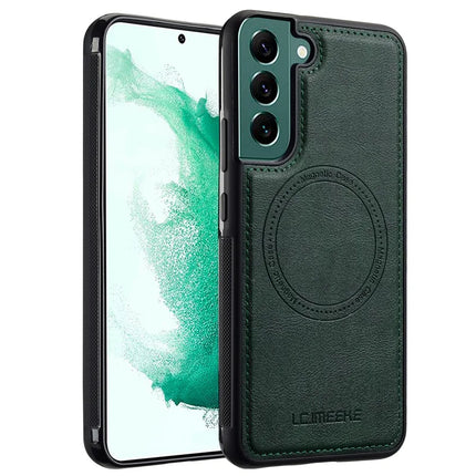 LC.IMEEKE For Samsung Galaxy S21 FE 5G Magnetic Case Compatible with MagSafe Leather TPU Back Cover - Green