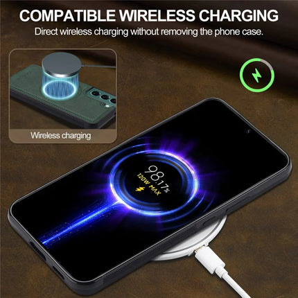 LC.IMEEKE For Samsung Galaxy S21 FE 5G Magnetic Case Compatible with MagSafe Leather TPU Back Cover