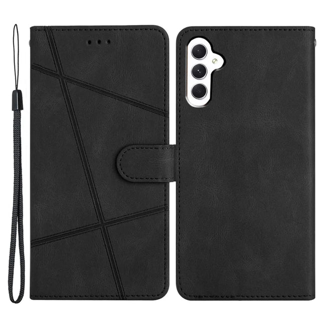 For Samsung Galaxy A56 5G Case Crazy Horse Texture PU Leather Wallet Stand Phone Cover - Black