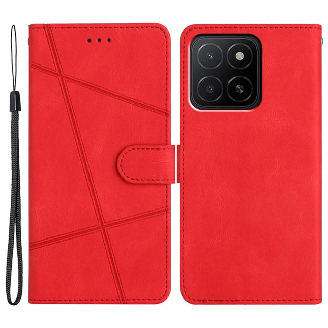 For Honor X5b Plus  /  X5b Case Crazy Horse Texture PU Leather Wallet Stand Phone Cover - Red