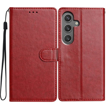 For Samsung Galaxy A56 5G Leather Case Wallet Stand Phone Cover with Handy Strap - Red
