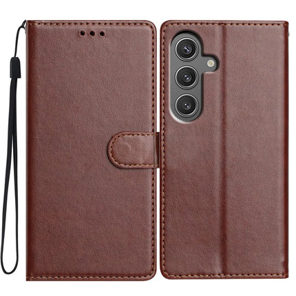For Samsung Galaxy A56 5G Leather Case Wallet Stand Phone Cover with Handy Strap - Brown