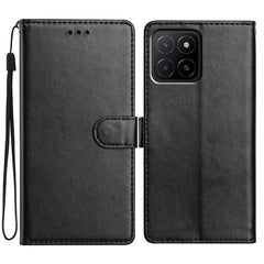 For Honor X5b Plus / X5b Leather Case Wallet Stand Phone Cover with Handy Strap - Black