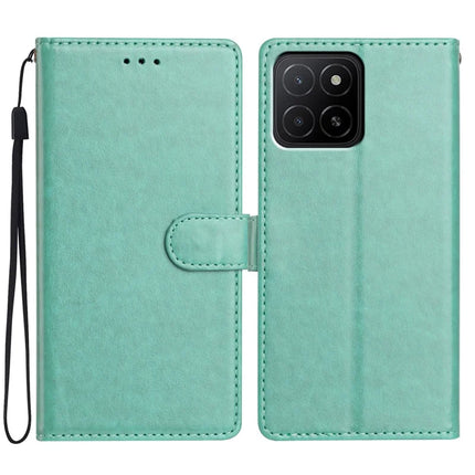 For Honor X5b Plus / X5b Leather Case Wallet Stand Phone Cover with Handy Strap - Green