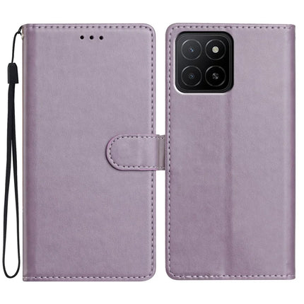 For Honor X5b Plus / X5b Leather Case Wallet Stand Phone Cover with Handy Strap - Purple