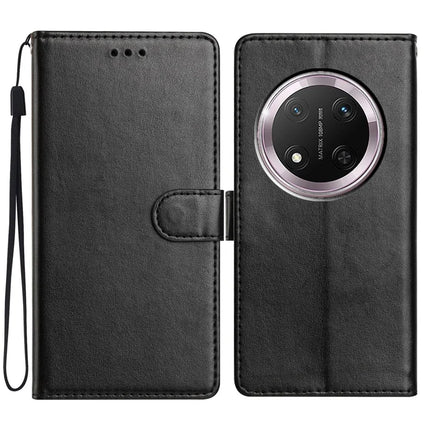 For Honor Magic7 Lite 5G / X9c 5G / X60 Pro 5G Leather Case Wallet Stand Phone Cover with Handy Strap - Black