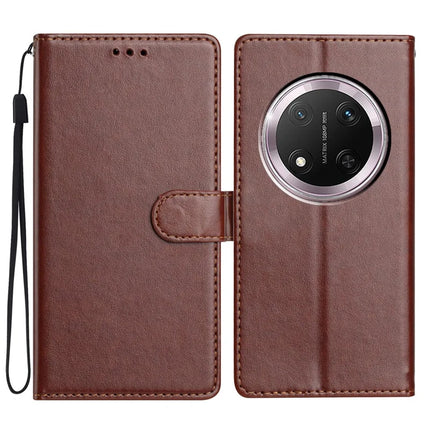 For Honor Magic7 Lite 5G / X9c 5G / X60 Pro 5G Leather Case Wallet Stand Phone Cover with Handy Strap - Brown