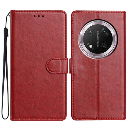 For Honor Magic7 Lite 5G / X9c 5G / X60 Pro 5G Leather Case Wallet Stand Phone Cover with Handy Strap - Red