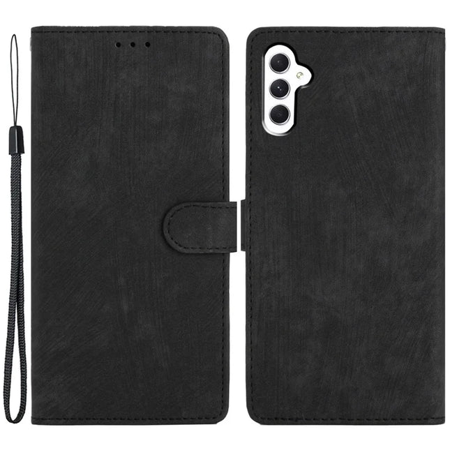 For Samsung Galaxy A56 5G Case with Card Clots Skin-Touch PU Leather Phone Cover Stand - Black