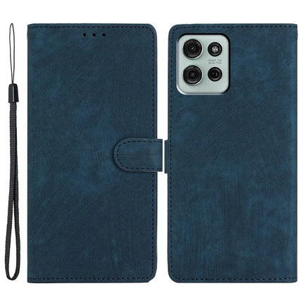 For Motorola Moto G75 5G Case with Card Clots Skin-Touch PU Leather Phone Cover Stand - Blue