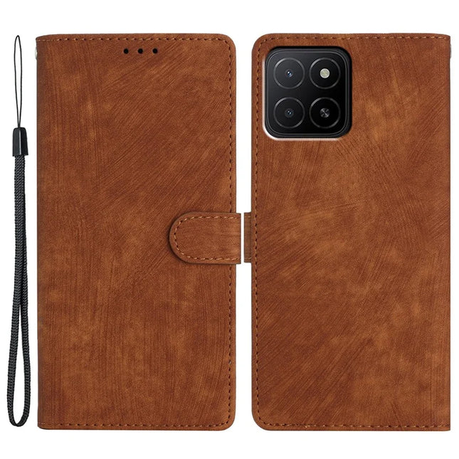 For Honor X5b / X5b Plus Case with Card Clots Skin-Touch PU Leather Phone Cover Stand - Brown