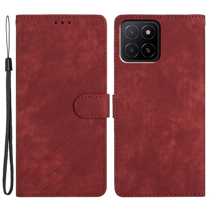 For Honor X5b / X5b Plus Case with Card Clots Skin-Touch PU Leather Phone Cover Stand - Red