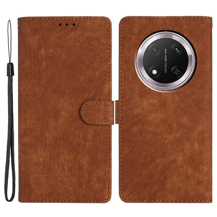 For Honor Magic7 Lite 5G / X9c 5G / X60 Pro 5G Case with Card Clots Skin-Touch PU Leather Phone Cover Stand - Brown