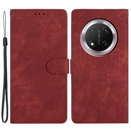 For Honor Magic7 Lite 5G / X9c 5G / X60 Pro 5G Case with Card Clots Skin-Touch PU Leather Phone Cover Stand - Red