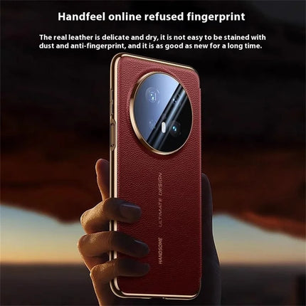 For Huawei Mate 70 Pro+ / Mate 70 Pro Case Genuine Cow Leather View Window Smart Phone Cover