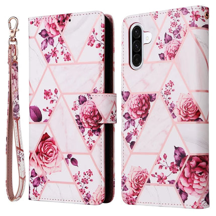 For Samsung Galaxy A26 5G Case Lacquered Marble Pattern Leather Phone Cover - Rose Gold
