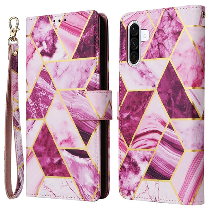 For Samsung Galaxy A26 5G Case Lacquered Marble Pattern Leather Phone Cover - Purple