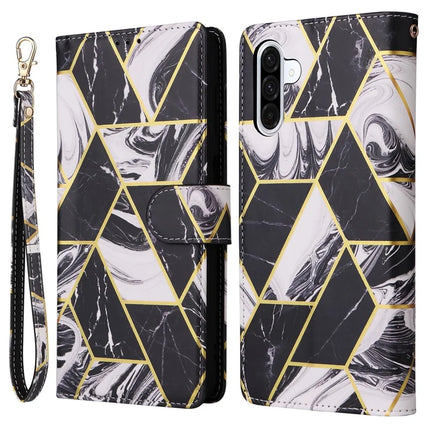For Samsung Galaxy A26 5G Case Lacquered Marble Pattern Leather Phone Cover - Black