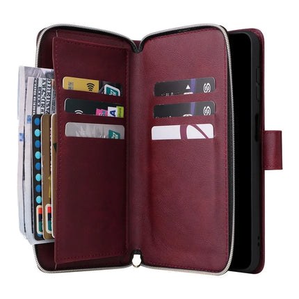 For Samsung Galaxy A26 5G Case Zipper Pocket PU Leather Phone Cover with Hand Strap