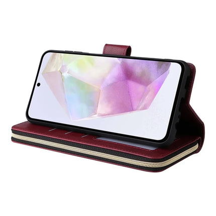 For Samsung Galaxy A26 5G Case Zipper Pocket PU Leather Phone Cover with Hand Strap