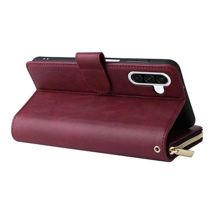 For Samsung Galaxy A26 5G Case Zipper Pocket PU Leather Phone Cover with Hand Strap