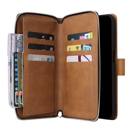For Samsung Galaxy A26 5G Case Zipper Pocket PU Leather Phone Cover with Hand Strap