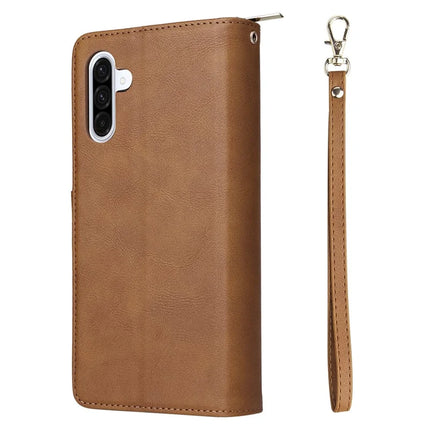 For Samsung Galaxy A26 5G Case Zipper Pocket PU Leather Phone Cover with Hand Strap