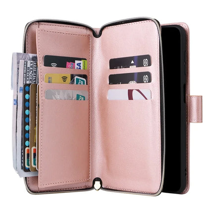 For Samsung Galaxy A26 5G Case Zipper Pocket PU Leather Phone Cover with Hand Strap