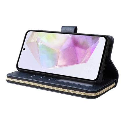 For Samsung Galaxy A26 5G Case Zipper Pocket PU Leather Phone Cover with Hand Strap